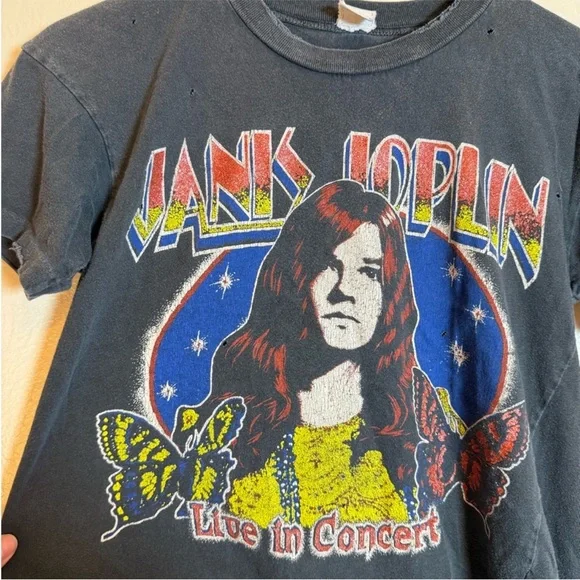 MadeWorn Black Graphic Janis Joplin Short Sleeve Tee sz. Small - Picture 3 of 5